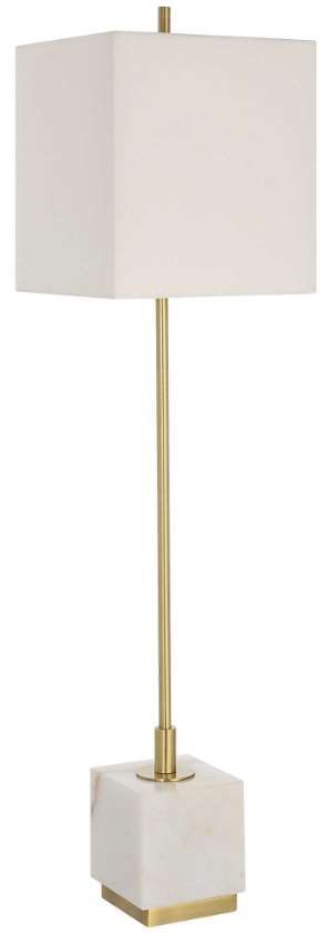 Uttermost® Escort Brushed Brass/White Buffet Lamp-0