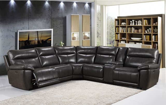 Leather Italia™ Shae Martin Grey Right Arm Facing Power Recliner with Power Headrest-2