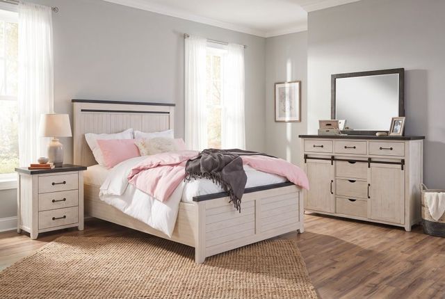 Jofran Inc. Madison County 4-Piece Vintage White Queen Panel Bedroom Set-1