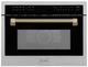ZLINE Autograph Edition 24" 1.6 Cu. Ft. Stainless Steel Built-in Convection Microwave Oven with Champagne Bronze Helix Handle-0