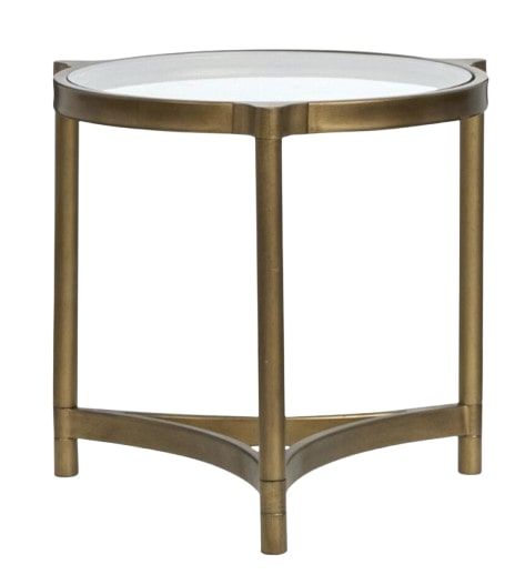 Magnussen Home® Cassidy Volakas Classic Round End Table with Aged Brass Base -2