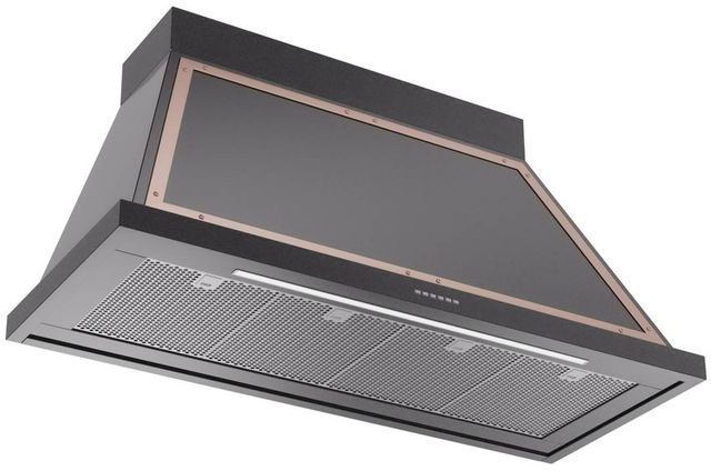 Ilve® Nostalgie II Noblesse 48" Glossy Black Wall Mounted Range Hood with Copper Trim-1