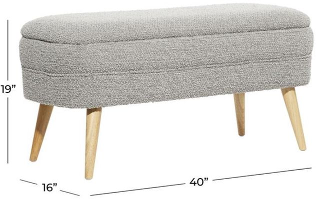 Deco Marche Gray Upholstered Storage Bench-3
