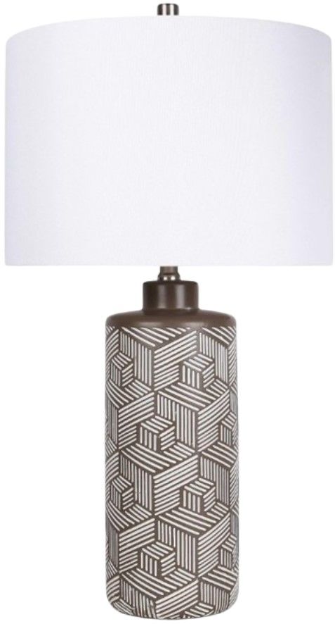 Classy Living 2-Piece Geometric Harmony Brown/White Table Lamp Set-0
