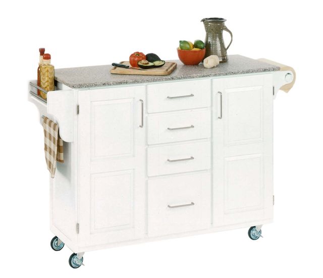 homestyles® Create-a-Cart Salt-and-Pepper Granite/White Kitchen Cart-1