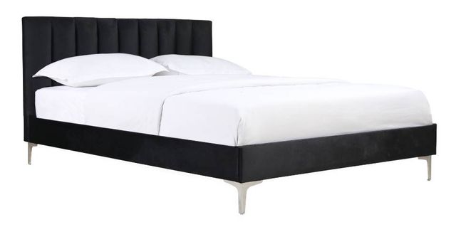 Mazin Furniture Melina Black Queen Upholstered Platform Bed-1