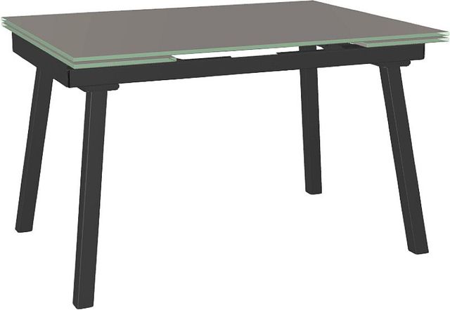 Amisco Customizable Lewis 72" Rectangular Extendable Table with 0.5" Taupe Glass Top and 2 Leaves-0