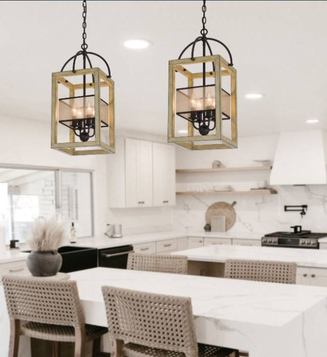 Cal® Lighting & Accessories Palencia 4-Light Distressed Oak Chandelier-3