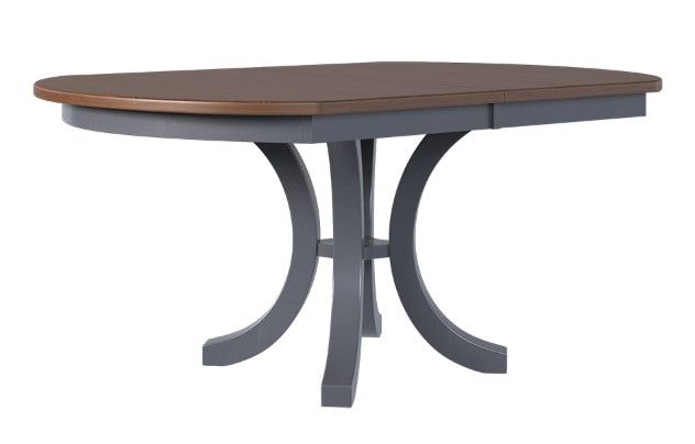 Country View Woodworking Customizable Mystic Hickory Top 48" Dining Table with 4-Leaves and Brown Maple Base-0