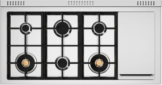 Bertazzoni Master Series 48" Fingerprint Resistant Nero Matt Pro Style Gas Range with Gold Accents-2