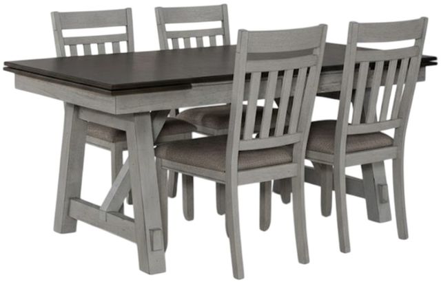 Liberty Furniture Newport 5-Piece Carbon Gray/Smokey Gray Trestle Dining Set-0