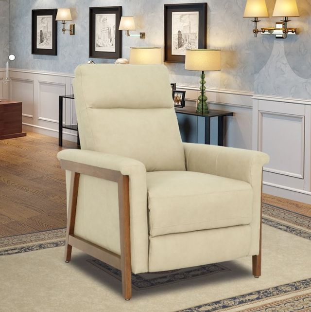BarcaLounger® Lewiston Cashmere Stone Leather Manual Recliner-2