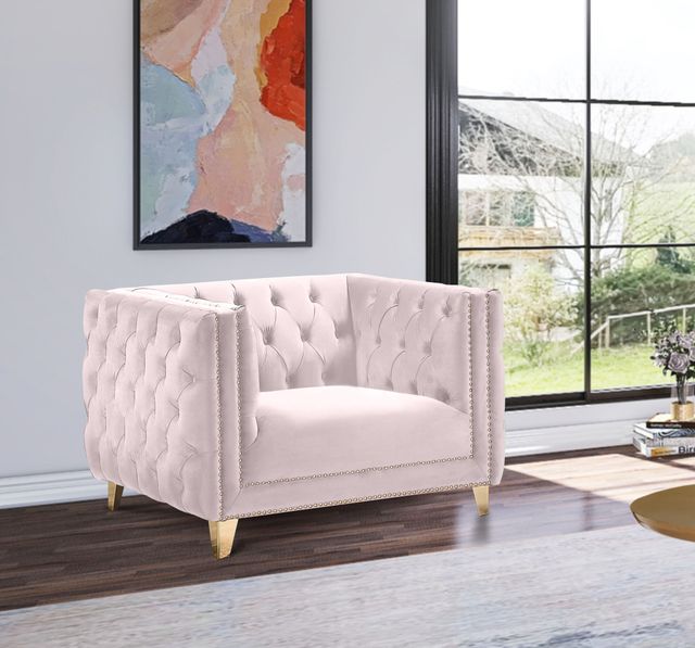 Meridian Furniture Michelle Pink Velvet Chair-1