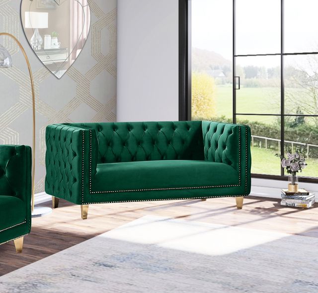 Meridian Furniture Michelle Green Velvet Loveseat-1