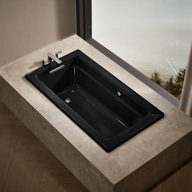 KOHLER® Archer® Black 60" x 32" Drop-In Heated Bubble Massage™ Air Bath-1