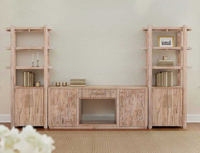 International Furniture Direct Balam Stained White TV Stand-1