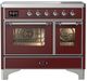 Ilve® Majestic III 40" Burgundy Pro Style Induction Range with Triple Glass Door and Chrome Trim-0