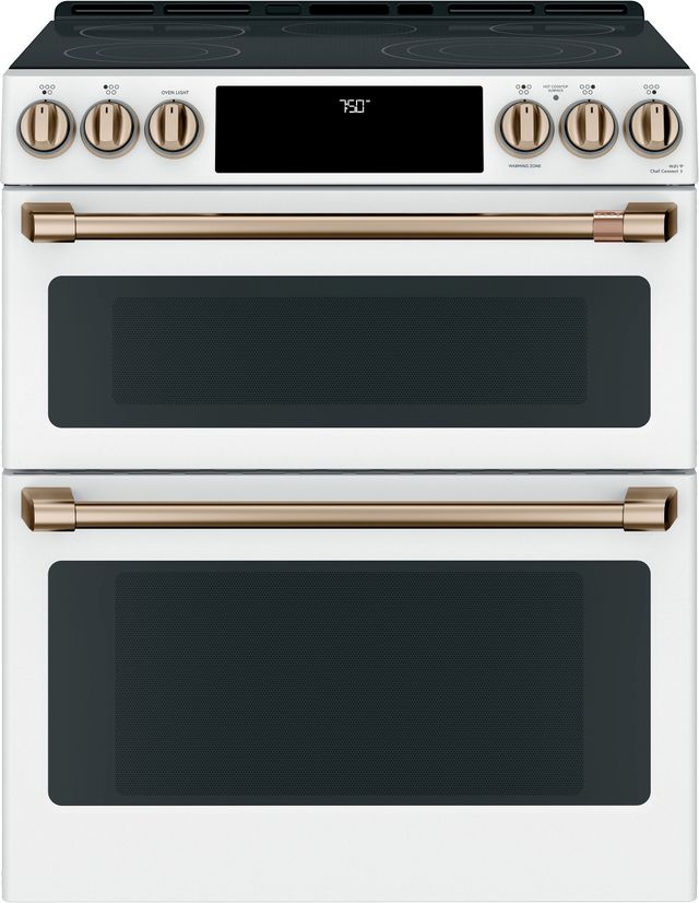 Café™ Matte White 30" Slide In Double Oven Electric Range-0