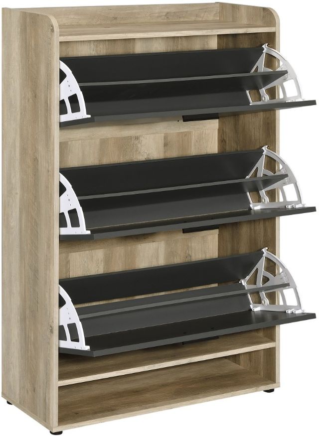Coaster® Denia Antique Pine/Gray 3-Tier Shoe Storage Cabinet-1