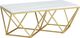 Elements International Riko White Rectangular Coffee Table with Gold Base-0
