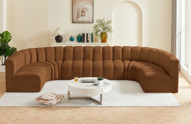 Meridian Furniture Arc 8-Piece Saddle Velvet Sectional-3