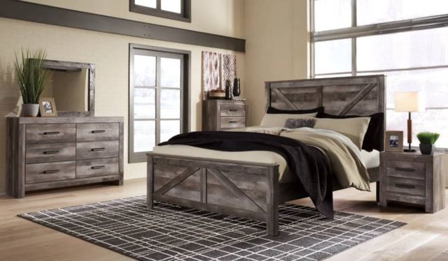 Signature Design by Ashley® Wynnlow 2-Piece Gray King Crossbuck Panel Bed Set-3