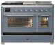 Ilve® Majestic III 48" Blue Gray Pro Style Dual Fuel Natural Gas Range with 5 Black Brass Burners and Chrome Trim-2