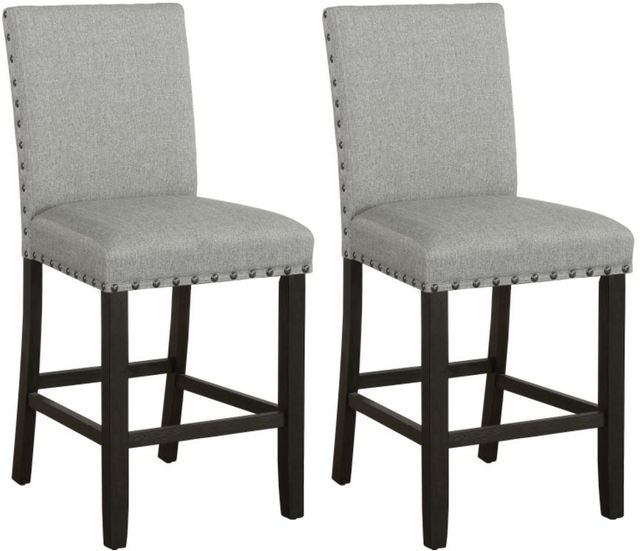 Coaster® Kentfield 2-Piece Grey/Antique Noir Solid Back Counter Stools-0