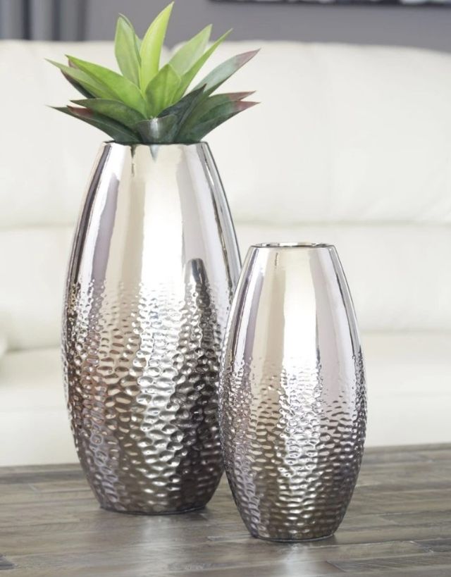 Signature Design by Ashley® Dinesh 2-Piece Silver Vase Set-1