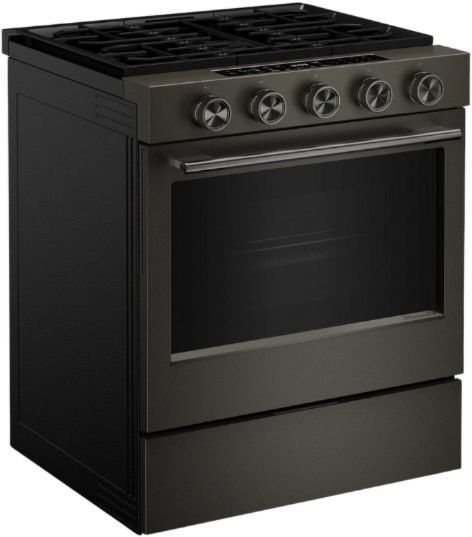 KitchenAid® 30" Black Ore Smart Slide-in Gas Range with Convection Cooking Modes and 2-in-1 Burner-3
