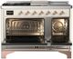Ilve® Majestic III 48" Antique White Pro Style Dual Fuel Liquid Propane Range with 5 Black Brass Burners and Copper Trim-1