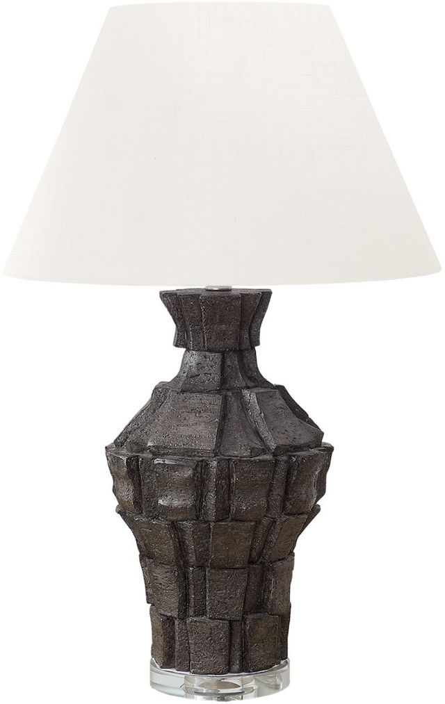 Monarch Specialties Inc. Black Resin Table Lamp with Ivory Shade-0