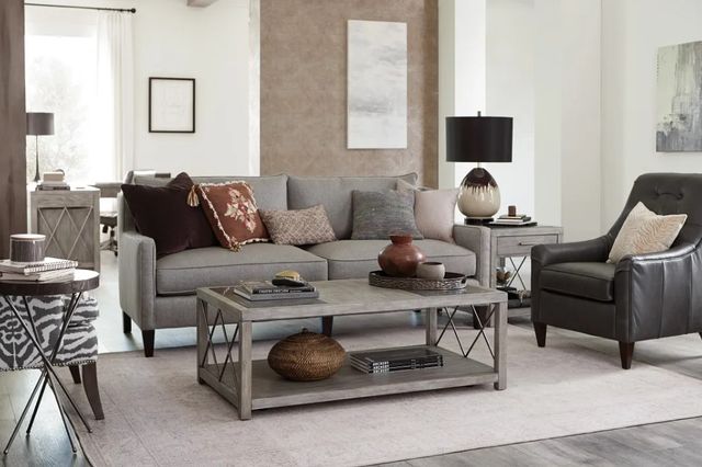 Hammary® West End Bluestone Inset Rectangular Top Coffee Table with Brown Base-1