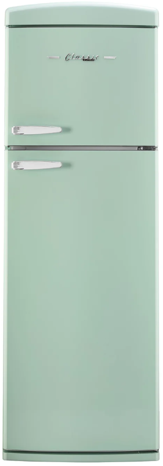 Unique Appliances 24” 11 Cu. Ft. Summer Mint Green Top Freezer Refrigerator with Chrome Accent Handles