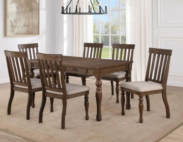 Steve Silver Co. Joanna 7-Piece Caramel/Oatmeal Dining Table Set-1