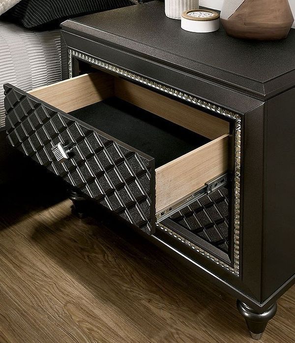 Furniture of America® Metallic Gray Demetria Nightstand-1