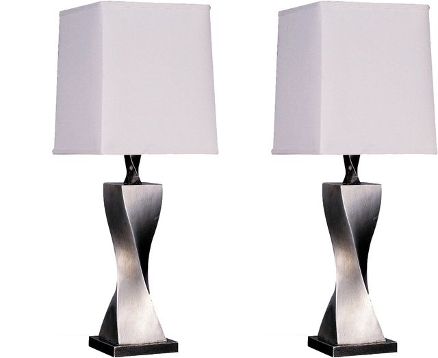 Coaster® Keene 2-Piece White/Antique Silver Table Lamps-0
