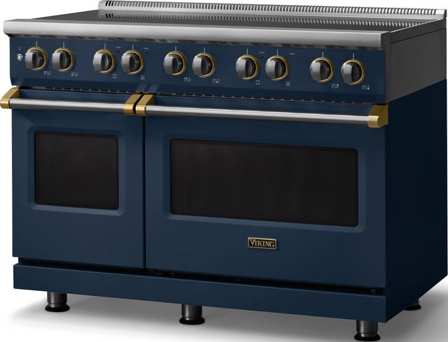 Viking® 5 Series 48" Slate Blue Pro Style Induction Range with Brushed Brass Trim-3