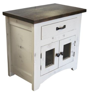 American Wholesale Furniture Mesh Nero White/Rodeo Nightstand-0