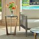 Uttermost® Bohdi Cast Glass Top Indoor-Outdoor Accent Table with Antique Brass Aluminum Base-1