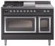 Ilve® Nostalgie II Noblesse 48'' Graphite Matte Pro Style Dual Fuel Range with Chrome Trim-0