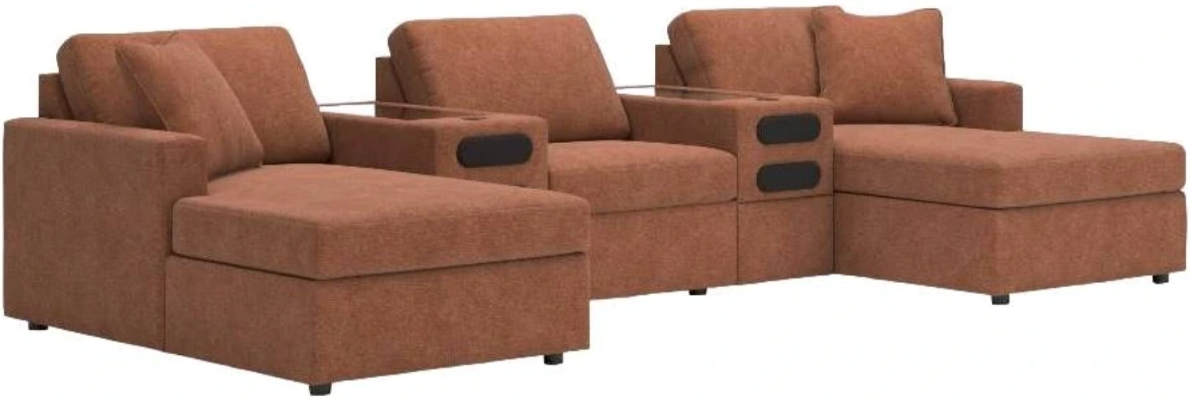 Modmax 5 Piece Modular Sectional Double Chaise with Audio Consoles Modmax 5 Piece Modular Sectional Double Chaise with Audio Consoles