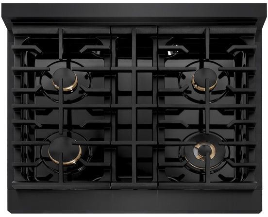 ZLINE Paramount Autograph Edition 30" Black Stainless Steel Gas Cooktop with Champagne Bronze Accents-2