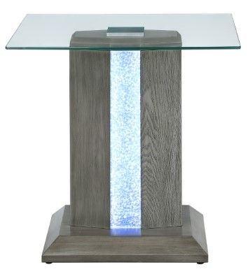 Mazin Furniture Spectra Glass Top End Table with Gray Base with LED-2