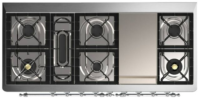 Ilve® Majestic III 60" Antique White Pro Style Dual Fuel Liquid Propane Range with Triple Glass Door and Chrome Trim-2
