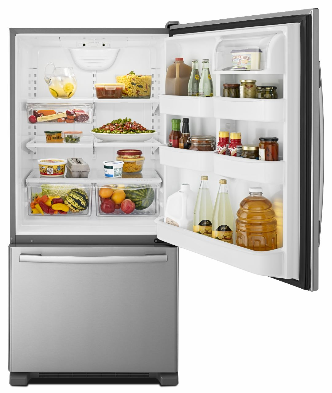Amana 33 in. 22.1 Cu. Ft. Stainless Steel Bottom Freezer Refrigerator - Thumbnail 3