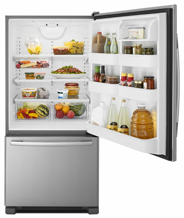 Amana® 33 in. 22.1 Cu. Ft. Stainless Steel Bottom Freezer Refrigerator-2