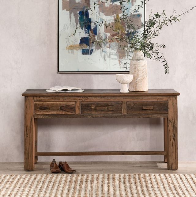 Classic Home Ezra Natural 3-Drawer Console Table-3