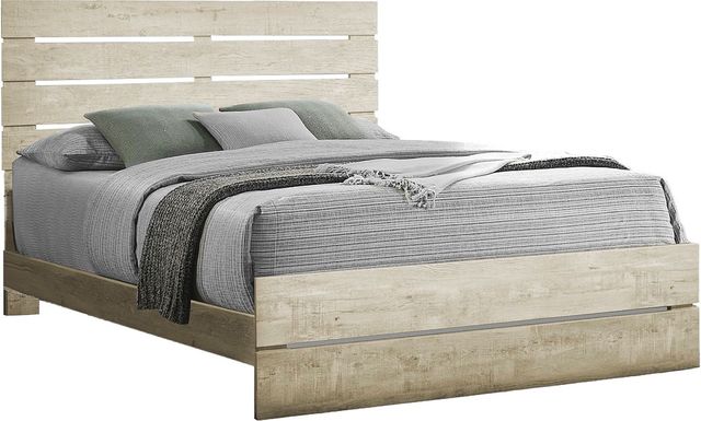 Monarch Specialties Inc. Bleached Oak Queen Panel Bed-0