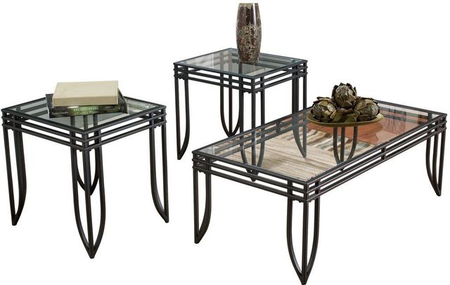 Signature Design by Ashley® Exeter 3-Piece Black/Brown Occasional Table Set-0